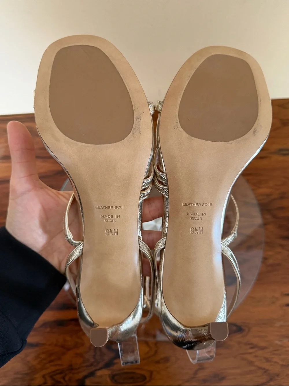 Metallic Gold Strappy Heeled Sandals by INEZ